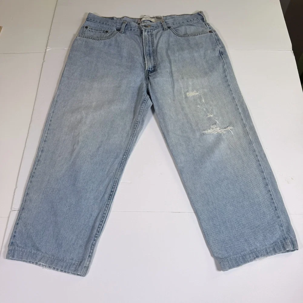 Levi's 550 Cropped Jeans Mens 38x29 Blue Denim Cotton Distressed Relaxed Fit